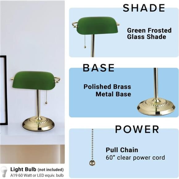 Lighting Traditional Desk Lamp, Green, Smart Home Capable for Home Capable - Picture 5 of 8